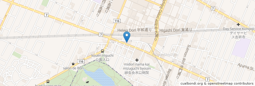 Mapa de ubicacion de 磯丸水産 en 日本, 东京都/東京都, 武蔵野市.