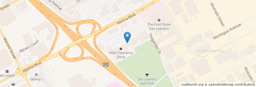 Mapa de ubicacion de Subway en 미국, 캘리포니아주, 앨러미다 군, San Leandro.