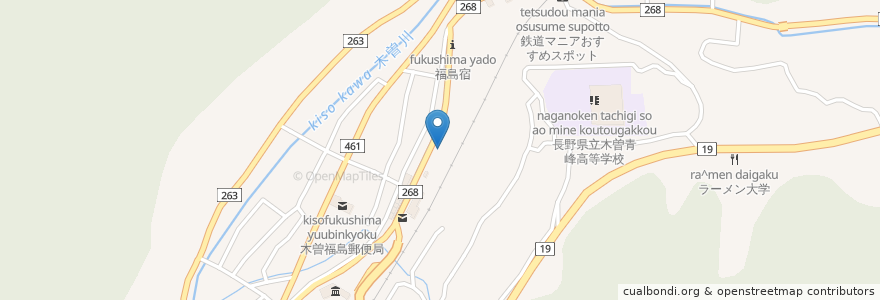 Mapa de ubicacion de 日産レンタカー en Jepun, 長野県, 木曽郡, 木曽町.