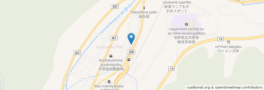 Mapa de ubicacion de つたや en Япония, Нагано, 木曽郡, 木曽町.