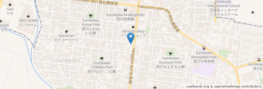 Mapa de ubicacion de 札幌澄川郵便局 en Giappone, Prefettura Di Hokkaidō, 石狩振興局, 札幌市, 豊平区.