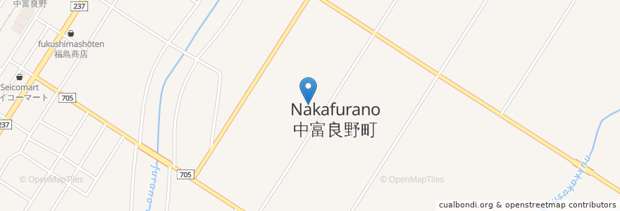 Mapa de ubicacion de 中富良野町 en Japon, Préfecture De Hokkaidō, 上川総合振興局, 空知郡, 中富良野町.