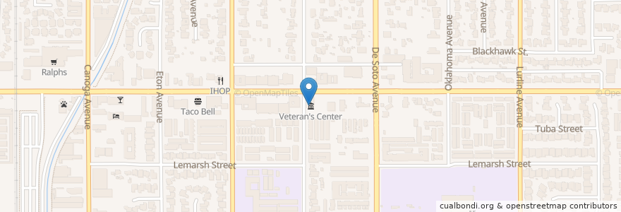 Mapa de ubicacion de Veteran's Center en Amerika Birleşik Devletleri, Kaliforniya, Los Angeles County, Los Angeles.