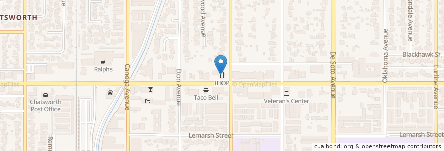 Mapa de ubicacion de IHOP en ایالات متحده آمریکا, کالیفرنیا, Los Angeles County, لوس آنجلس.