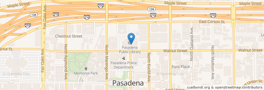 Mapa de ubicacion de Espress Youself en 美利坚合众国/美利堅合眾國, 加利福尼亚州/加利福尼亞州, 洛杉矶县, Pasadena.