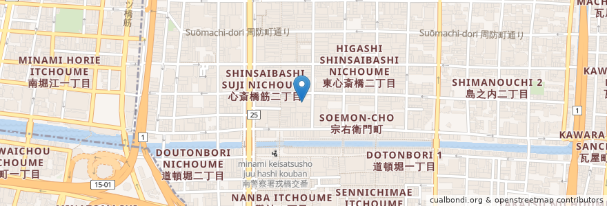 Mapa de ubicacion de BAR itis en Japonya, 大阪府, 大阪市, 中央区.