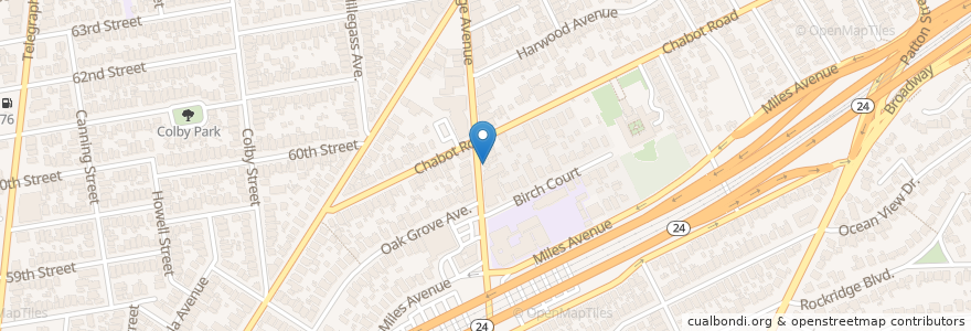 Mapa de ubicacion de Claremont Day Nursery en United States, California, Alameda County, Oakland.