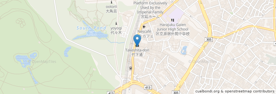 Mapa de ubicacion de 吉野家 en ژاپن, 東京都, 渋谷区.