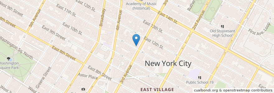 Mapa de ubicacion de AMC Loews Village 7 en Stati Uniti D'America, New York, New York, New York County, Manhattan Community Board 3, Manhattan.