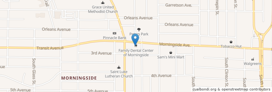 Mapa de ubicacion de Family Dental Center of Morningside en Estados Unidos Da América, Iowa, Woodbury County, Sioux City.