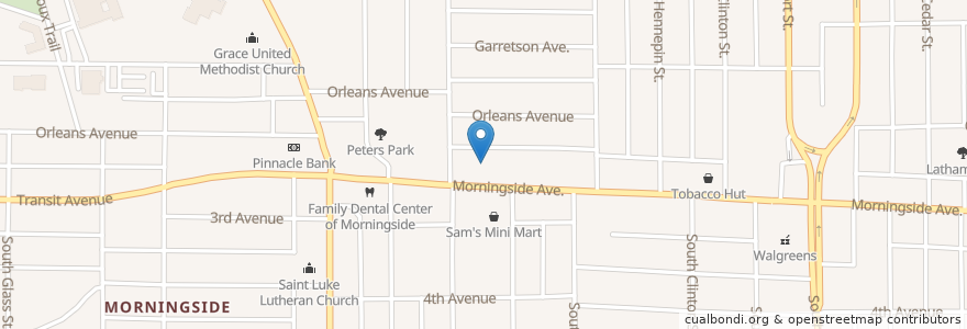 Mapa de ubicacion de Great Southern Bank en 미국, 아이오와, Woodbury County, Sioux City.