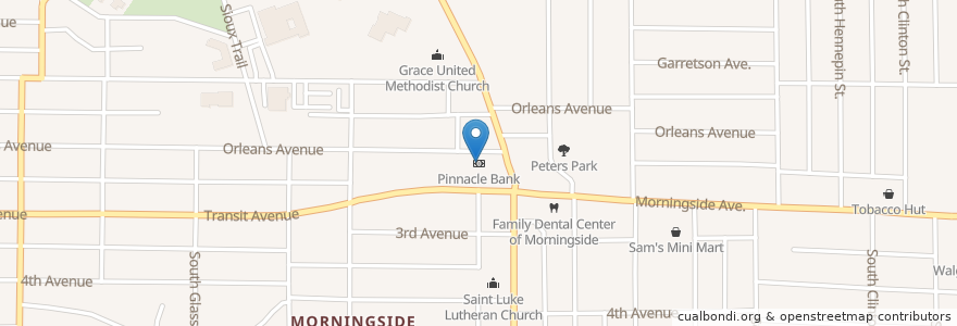 Mapa de ubicacion de Pinnacle Bank en Соединённые Штаты Америки, Айова, Woodbury County, Sioux City.