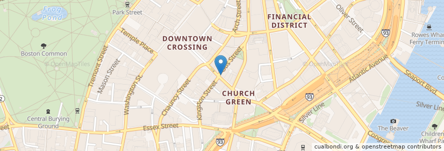 Mapa de ubicacion de Webster Bank en Stati Uniti D'America, Massachusetts, Suffolk County, Boston.