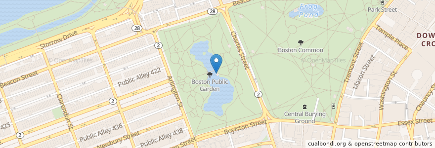 Mapa de ubicacion de Swan Boats en États-Unis D'Amérique, Massachusetts, Suffolk County, Boston.