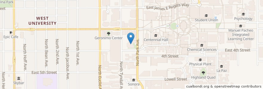 Mapa de ubicacion de First United Methodist Church en アメリカ合衆国, アリゾナ州, Pima County, Tucson.