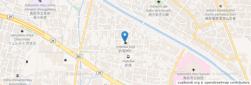 Mapa de ubicacion de 的場神社 en 日本, 鳥取県, 鳥取市.