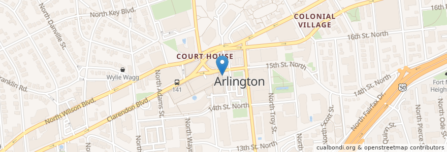 Mapa de ubicacion de Court House Metro / 15th & N Uhle St en Vereinigte Staaten Von Amerika, Virginia, Arlington County, Arlington.