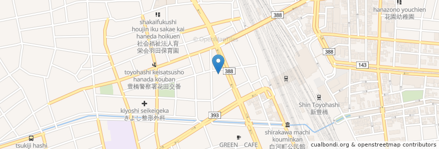 Mapa de ubicacion de 蒲郡信用金庫 en 日本, 愛知県, 豊橋市.
