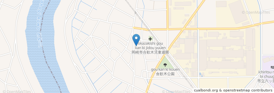 Mapa de ubicacion de 下合歓木公民館 en Япония, Айти, 岡崎市.