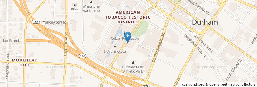 Mapa de ubicacion de Only Burger en アメリカ合衆国, ノースカロライナ州, Durham County, Durham.