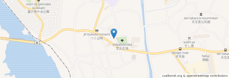 Mapa de ubicacion de 能代接骨院 en Japan, 茨城県, つくば市.