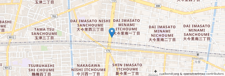 Mapa de ubicacion de ディサービスセンター 陽だまりの里 en Japan, 大阪府, Osaka, 東成区.