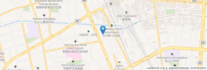 Mapa de ubicacion de enet ATM ファミリーマート豊橋白河町　共同出張所 en Giappone, Prefettura Di Aichi, Toyohashi.