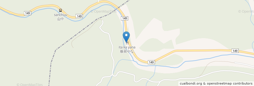 Mapa de ubicacion de 板荷やな en 日本, 栃木県, 鹿沼市.