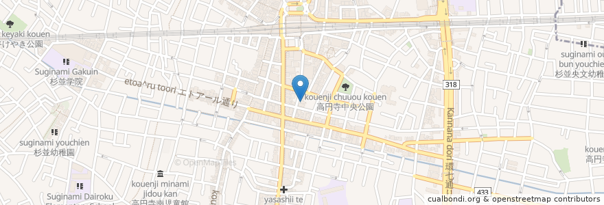 Mapa de ubicacion de 蔵王薬局 en 일본, 도쿄도, 杉並区.