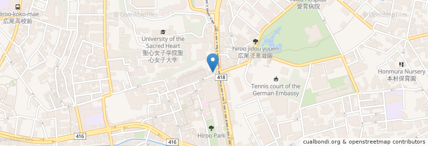 Mapa de ubicacion de BOND en 日本, 东京都/東京都, 港區, 広尾.
