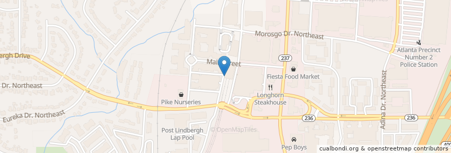 Mapa de ubicacion de Lindbergh Station Rack en Estados Unidos Da América, Geórgia, Fulton County, Atlanta.