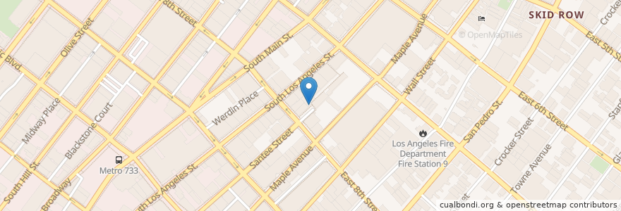 Mapa de ubicacion de TBLA Catering & Cafe en アメリカ合衆国, カリフォルニア州, Los Angeles County, ロサンゼルス.
