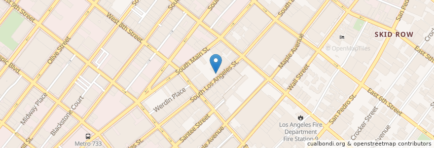 Mapa de ubicacion de Guero's Cocina Mexicana en 미국, 캘리포니아주, Los Angeles County, 로스앤젤레스.
