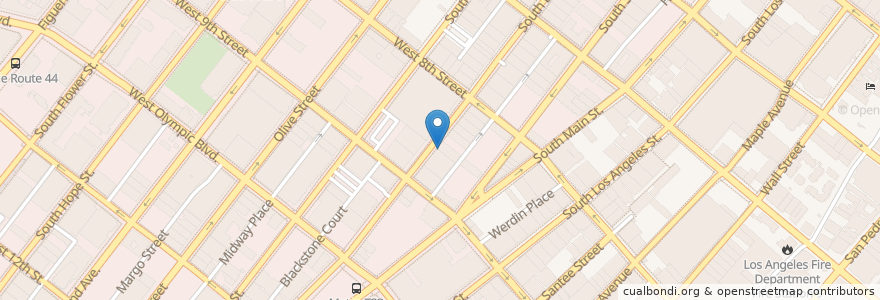 Mapa de ubicacion de Broadway Bar en Estados Unidos Da América, Califórnia, Los Angeles County, Los Angeles.