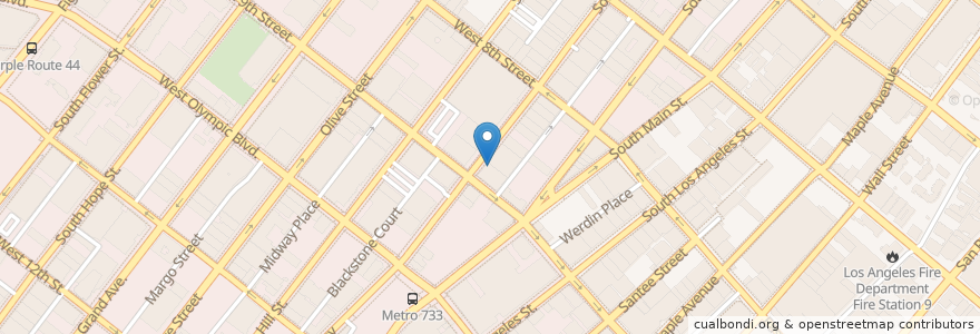Mapa de ubicacion de Umami Burger en ایالات متحده آمریکا, کالیفرنیا, Los Angeles County, لوس آنجلس.