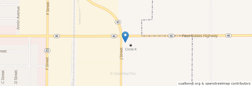 Mapa de ubicacion de Chevron en United States, California, Kern County.