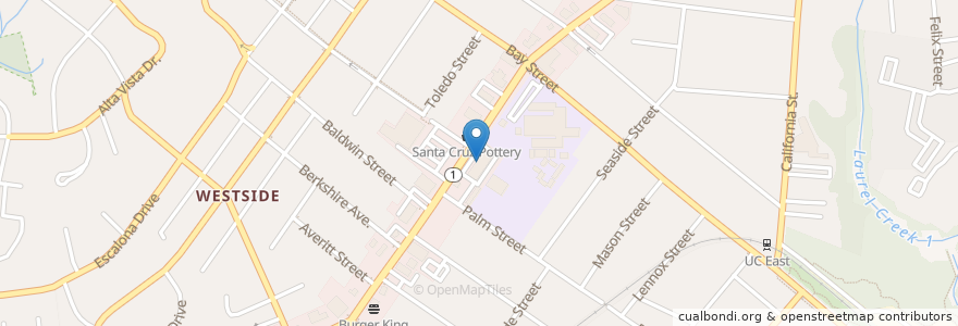 Mapa de ubicacion de Pizzeria Avanti en アメリカ合衆国, カリフォルニア州, Santa Cruz County, Santa Cruz.