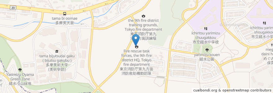 Mapa de ubicacion de 東京消防庁第九方面消防救助機動部隊 en Japonya, 東京都.