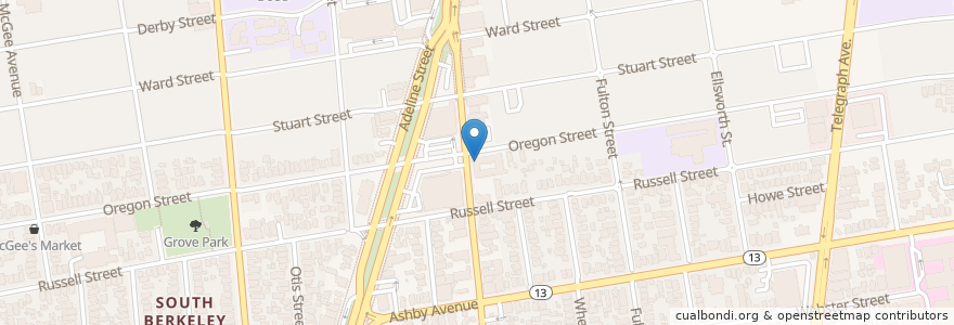 Mapa de ubicacion de Elmwood Nursing and Rehab Center en United States, California, Alameda County, Berkeley.