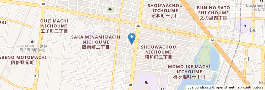 Mapa de ubicacion de ドミノ・ピザ en Japão, 大阪府, 大阪市, 阿倍野区.