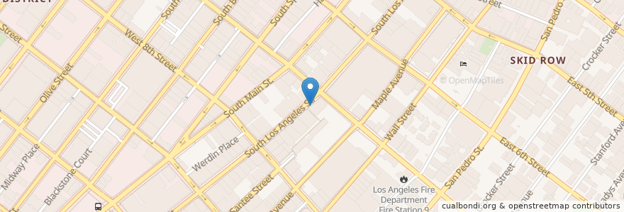 Mapa de ubicacion de Subway en 미국, 캘리포니아주, Los Angeles County, 로스앤젤레스.