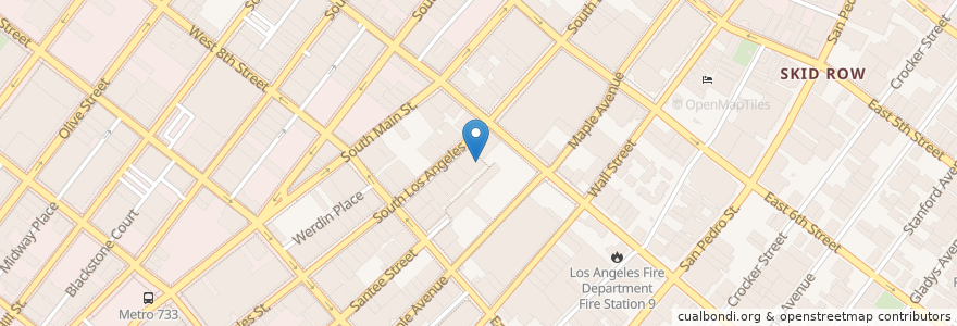Mapa de ubicacion de Pizza Hut en Verenigde Staten, Californië, Los Angeles County, Los Angeles.