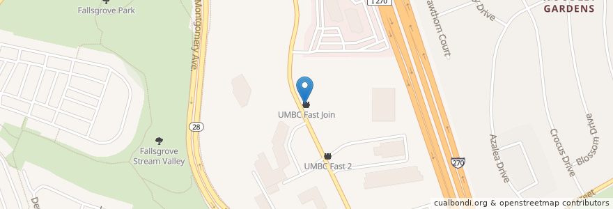 Mapa de ubicacion de UMBC Fast Join en Stati Uniti D'America, Maryland, Montgomery County, Rockville.