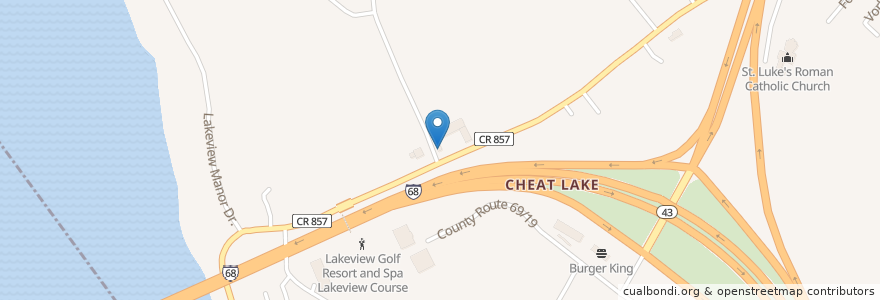 Mapa de ubicacion de Ashbrooke Exxon en Stati Uniti D'America, Virginia Occidentale, Monongalia County, Cheat Lake.