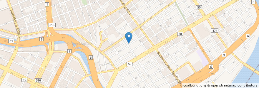 Mapa de ubicacion de 中山　天ぷら en 일본, 도쿄도, 中央区.