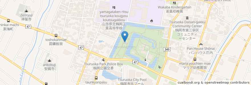 Mapa de ubicacion de こもれびの滝 en Japan, Präfektur Yamagata, 鶴岡市.