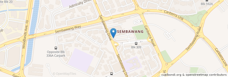 Mapa de ubicacion de Sembawang Bus Interchange en Singapour, Northwest.