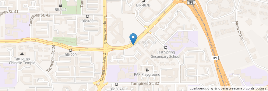 Mapa de ubicacion de Opposite Tampines Junior College en Singapore, Northeast.