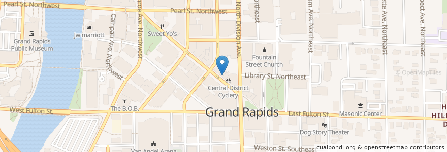 Mapa de ubicacion de Soho Sushi en Vereinigte Staaten Von Amerika, Michigan, Kent County, Grand Rapids.