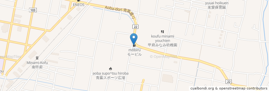 Mapa de ubicacion de モービル en 일본, 야마나시현, 고후시.